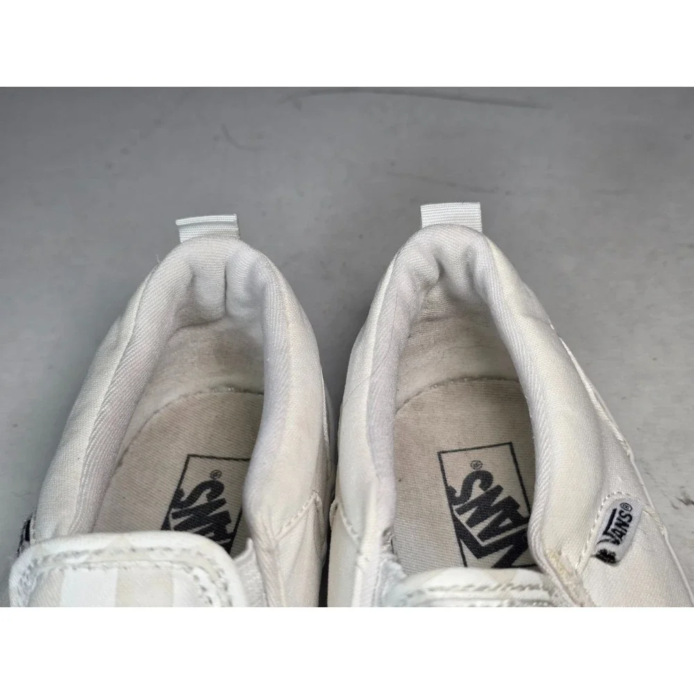 VANS Checkerboard Youth Sneakers Size 4 White Cream Low Top Slip On Shoes 500714